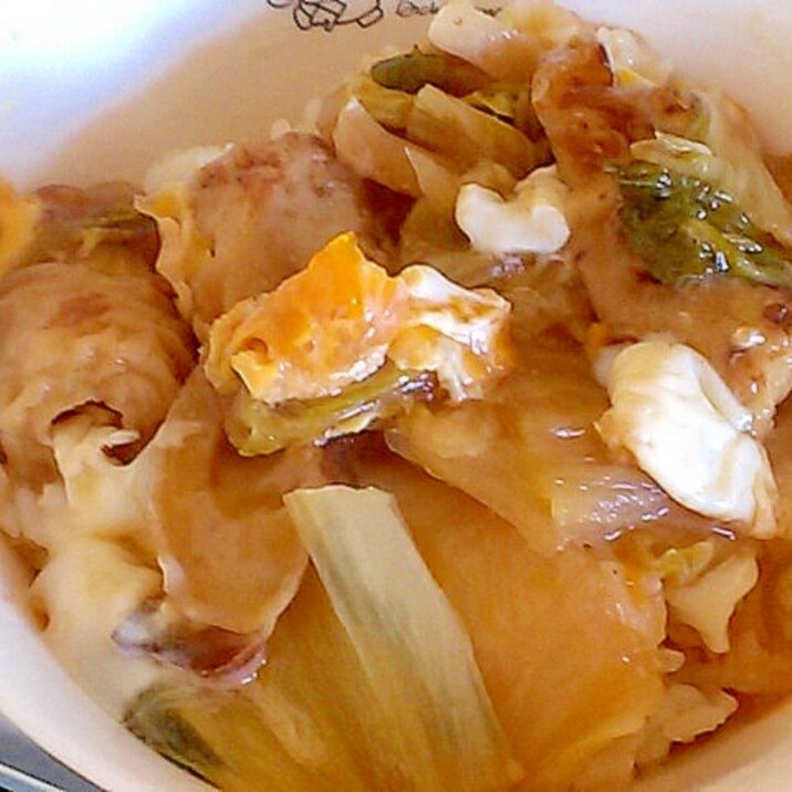 残り物リメイク！白菜とちくわの卵とじ＆丼